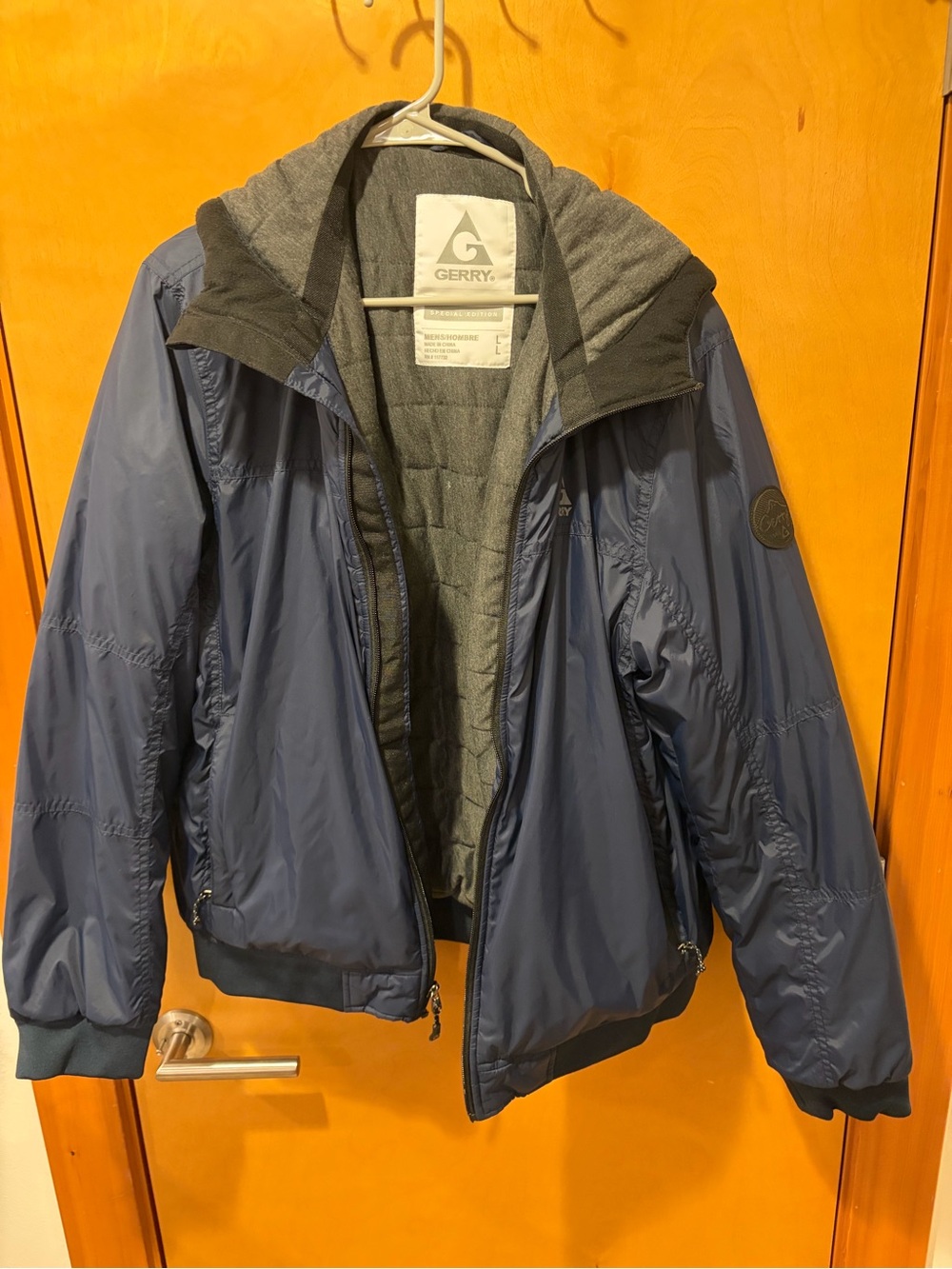 Gerry Weber Men's Navy Blue Hooded Puffer Jacket with Gray Lining L
